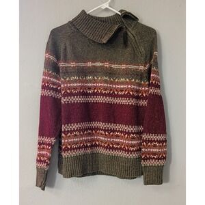 Vintage Fashion Bug Cozy Multicolor Nordic Knit‎ Sweater Large Cozy Fall Winter